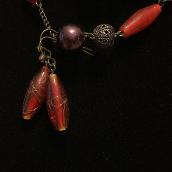 AVON Multi Strand Art Glass, Acrylic Beaded Necklace 16” 3” extender +earrings - Picture 11 of 12